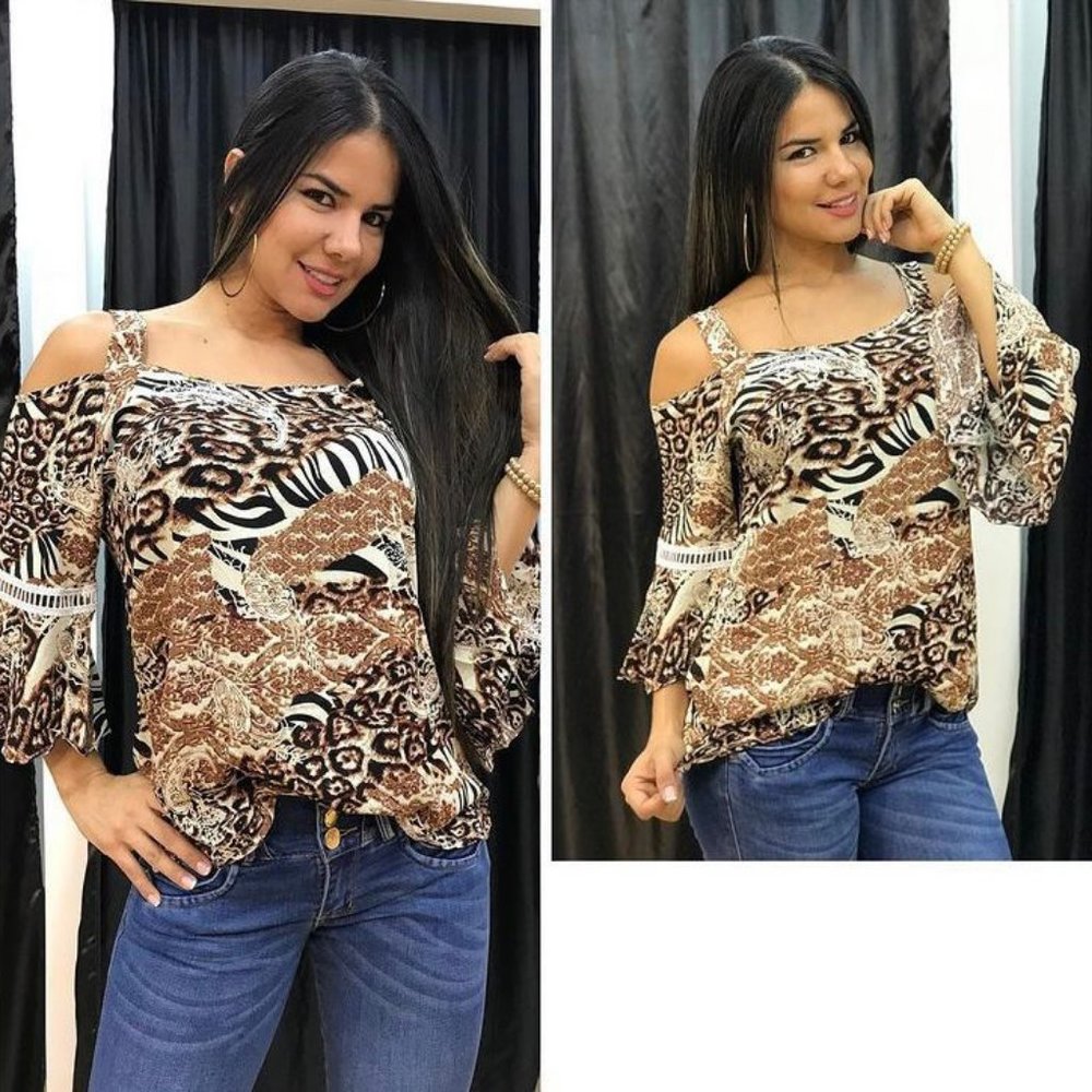 Tropical Print Blouse Size M/L